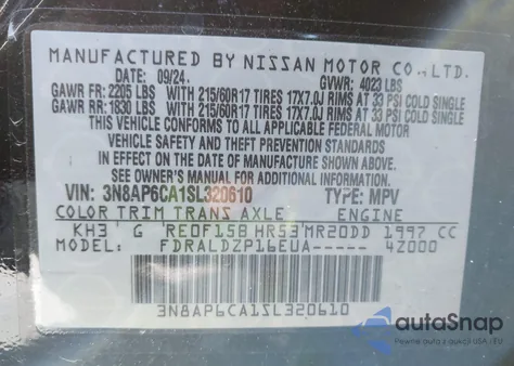 2025 Nissan Kicks Sv Fwd from USA, damaged, VIN 3N8AP6CA1SL320610